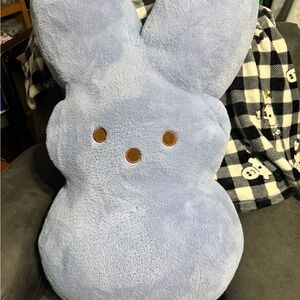 Light Blue Plush Bunny Pillow for Kids - Soft Decorative Cushion